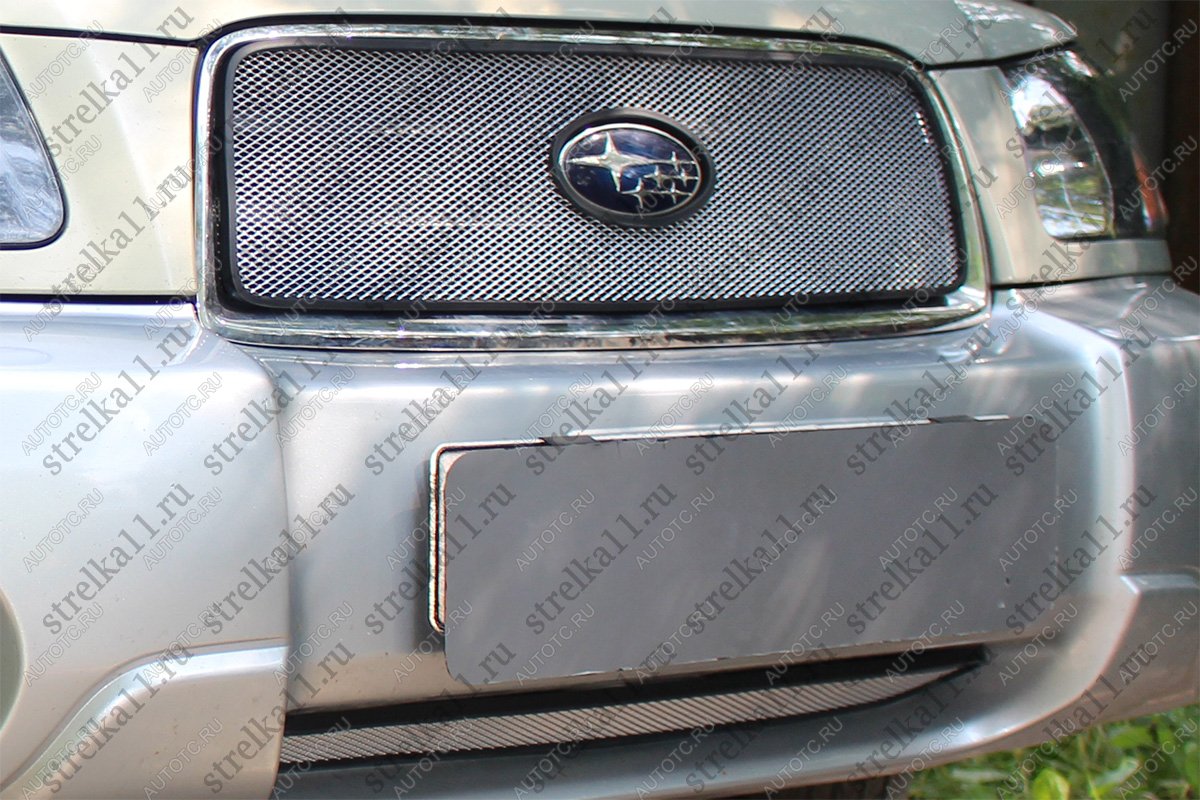 2 799 р. Защита радиатора (низ) Стрелка11 Стандарт  Subaru Forester  SG (2002-2005) дорестайлинг (хром)  с доставкой в г. Москва