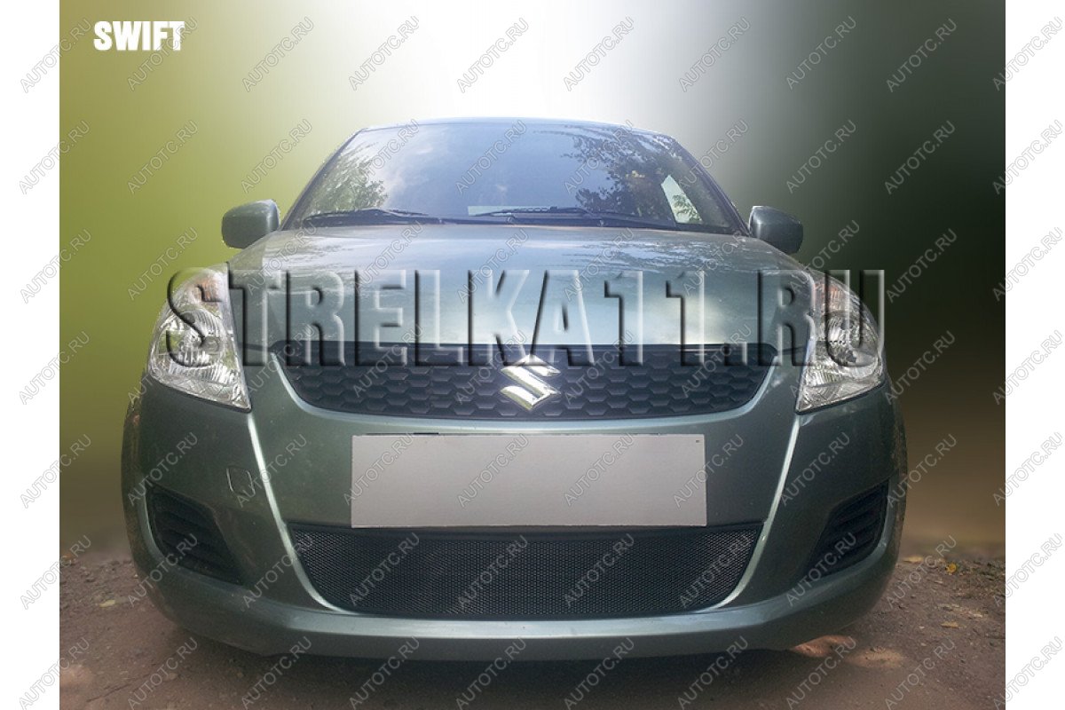 2 899 р. Защита радиатора Стрелка11 Стандарт  Suzuki Swift  ZC72S (2010-2013) дорестайлинг, хэтчбэк 5 дв. (черная)  с доставкой в г. Москва