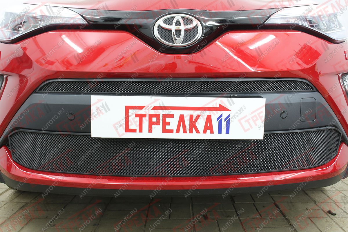 2 689 р. Защита радиатора (верх) Стрелка11 Стандарт  Toyota C-HR  NGX10, ZGX10 (2019-2024) рестайлинг (черная)  с доставкой в г. Москва