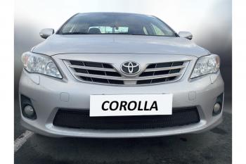 2 499 р.  Защита радиатора Стрелка11 Стандарт Toyota Corolla E140 седан рестайлинг (2009-2013) (черная)  с доставкой в г. Москва. Увеличить фотографию 1