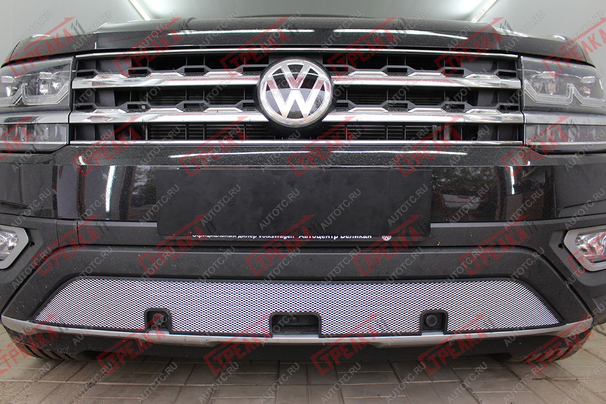 3 499 р. Защита радиатора (низ) Стрелка11 Стандарт  Volkswagen Teramont  CA1 (2016-2020) дорестайлинг (хром)  с доставкой в г. Москва