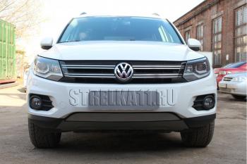 3 179 р. Защита радиатора (Track&Field) Стрелка11 Стандарт  Volkswagen Tiguan  NF (2011-2017) рестайлинг (хром)  с доставкой в г. Москва. Увеличить фотографию 1