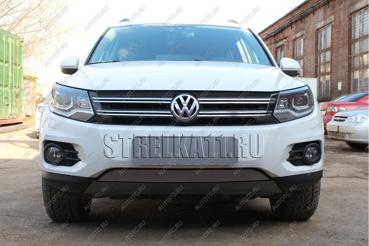 3 899 р. Защита радиатора (Track&Field) Стрелка11 Стандарт  Volkswagen Tiguan  NF (2011-2017) рестайлинг (хром)  с доставкой в г. Москва