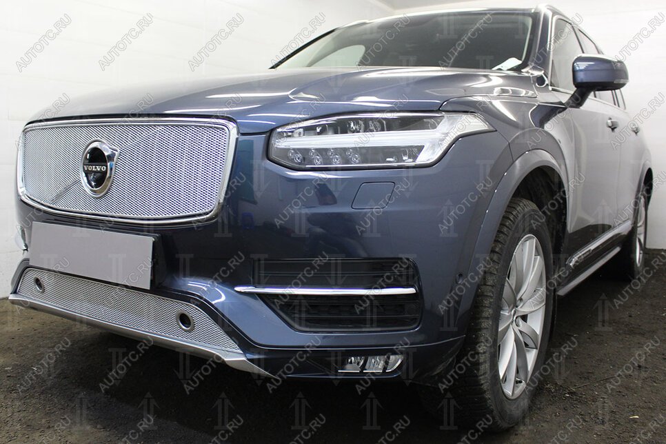 3 199 р. Защита радиатора (с парктроником) Стрелка11 Стандарт  Volvo XC90  L (2015-2019) дорестайлинг (хром)  с доставкой в г. Москва