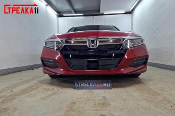 1 459 р. Зимняя заглушка решетки радиатора (низ 4 части) Стрелка11 Honda Accord 10 CV (2019-2022) (черная)  с доставкой в г. Москва. Увеличить фотографию 2