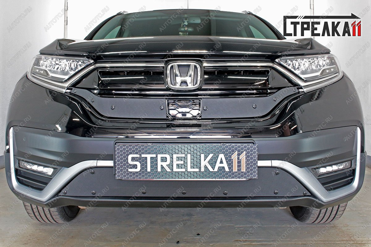 799 р. Зимняя заглушка решетки радиатора (низ) Стрелка11  Honda CR-V  RW,RT (2019-2022) рестайлинг (черная)  с доставкой в г. Москва