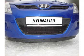 799 р. Зимняя заглушка решетки радиатора Стрелка11 Hyundai i20 PB хэтчбэк дорестайлинг (2008-2012) (черная)  с доставкой в г. Москва. Увеличить фотографию 2