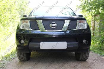 969 р. Зимняя заглушка решетки радиатора (низ) Стрелка11  Nissan Navara  2 D40 - Pathfinder  R51 (черная)  с доставкой в г. Москва. Увеличить фотографию 1