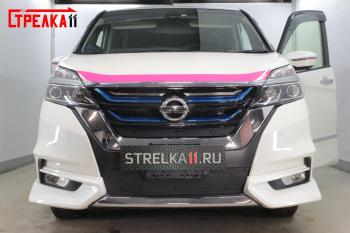 799 р. Зимняя заглушка решетки радиатора (низ) Стрелка11  Nissan Serena  C27 (2016-2019) минивэн дорестайлинг (черная)  с доставкой в г. Москва. Увеличить фотографию 2