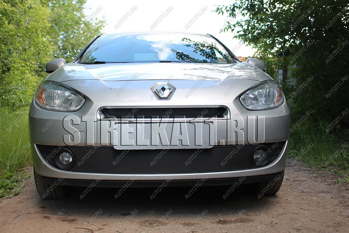 799 р. Зимняя заглушка решетки радиатора (низ) Стрелка11  Renault Fluence (2010-2012) дорестайлинг (черная)  с доставкой в г. Москва