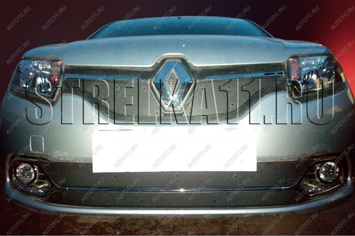 799 р. Зимняя заглушка решетки радиатора (Privilege, Luxe Privilege) (низ) Стрелка11 Renault Logan 2 дорестайлинг (2014-2018) (черная)  с доставкой в г. Москва