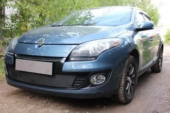 799 р. Зимняя заглушка решетки радиатора (низ) Стрелка11  Renault Megane  купе 3 дв. (2012-2014) 1-ый рестайлинг (черная)  с доставкой в г. Москва. Увеличить фотографию 2