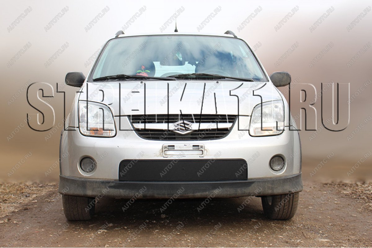 799 р. Зимняя заглушка решетки радиатора Стрелка11  Suzuki Ignis (2003-2008) (черная)  с доставкой в г. Москва