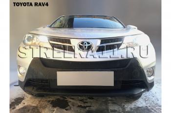 799 р. Зимняя заглушка решетки радиатора (низ) (Стандарт) Стрелка11 Toyota RAV4 XA40 5 дв. дорестайлинг (2012-2015) (черная)  с доставкой в г. Москва. Увеличить фотографию 2