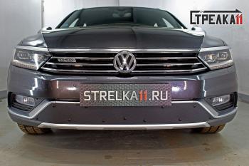 969 р. Зимняя заглушка решетки радиатора (Alltrack 2.0) (низ) Стрелка11 Volkswagen Passat B8 седан дорестайлинг (2015-2019) (черная)  с доставкой в г. Москва. Увеличить фотографию 1