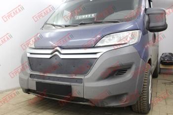 2 079 р. Зимняя защита на стяжке (низ 2 части) Стрелка11 CITROEN Jumper 290 рестайлинг (2014-2022) (черная)  с доставкой в г. Москва. Увеличить фотографию 1