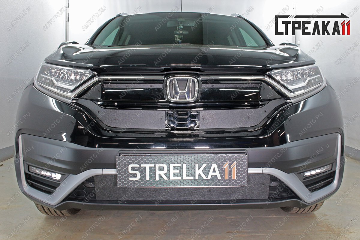 1 299 р. Зимняя защита на стяжке (низ) Стрелка11  Honda CR-V  RW,RT (2019-2022) рестайлинг (черная)  с доставкой в г. Москва