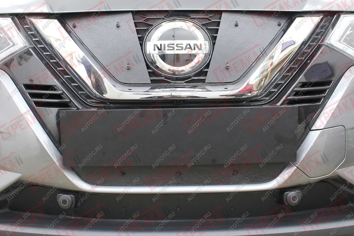 1 179 р. Зимняя защита на стяжке (верх) Стрелка11  Nissan Qashqai  2 (2017-2022) J11 рестайлинг (черная)  с доставкой в г. Москва