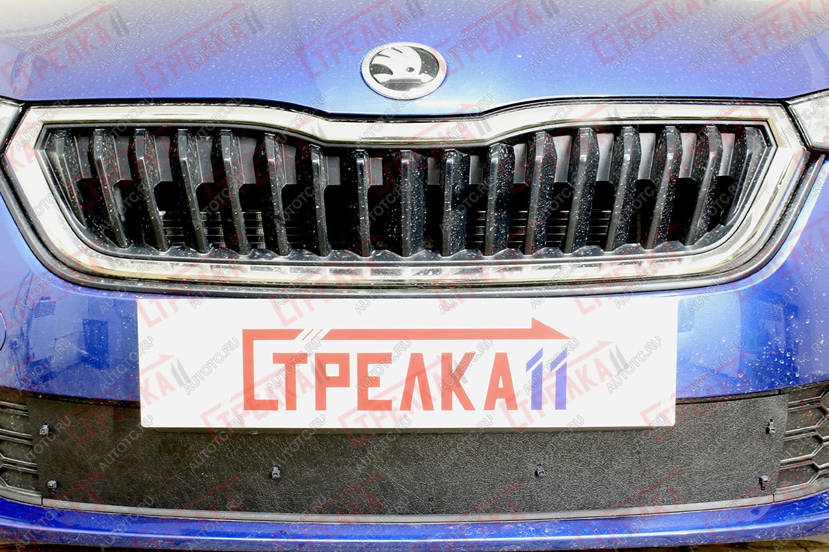 1 489 р. Зимняя защита на стяжке (низ) Стрелка11  Skoda Rapid  MK2 (2019-2025) (черная)  с доставкой в г. Москва