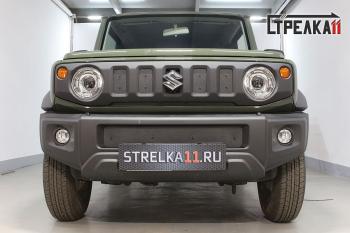 1 649 р. Зимняя защита на стяжке (низ, центр 2 части) Стрелка11 Suzuki Jimny JB64 (2018-2025) (черная)  с доставкой в г. Москва. Увеличить фотографию 1