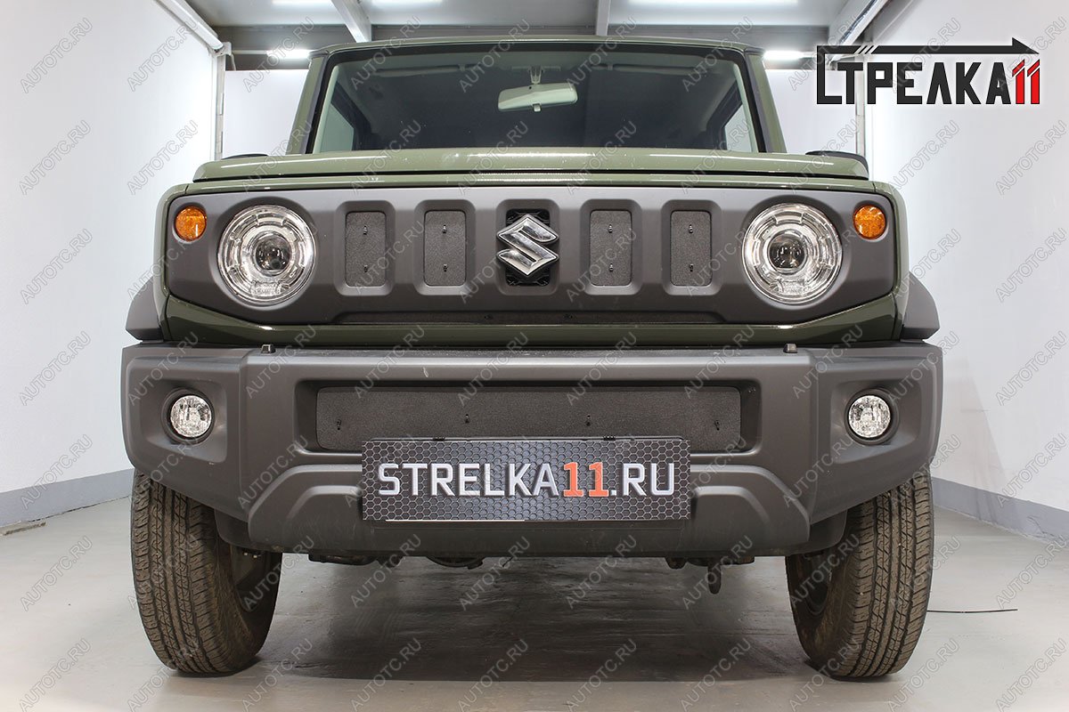 1 649 р. Зимняя защита на стяжке (низ, центр 2 части) Стрелка11  Suzuki Jimny  JB64 (2018-2025) (черная)  с доставкой в г. Москва