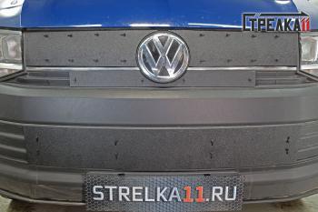 1 549 р. Зимняя защита на стяжке (низ)(TrendLine) Стрелка11 Volkswagen Transporter T6 дорестайлинг (2015-2019) (черная)  с доставкой в г. Москва. Увеличить фотографию 1