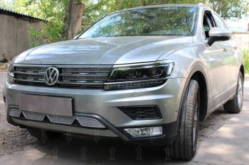 10 299 р. Защита радиатора (низ с камерой) (Off-Road) Стрелка11 Премиум Volkswagen Tiguan Mk2 дорестайлинг (2016-2020) (хром)  с доставкой в г. Москва. Увеличить фотографию 2