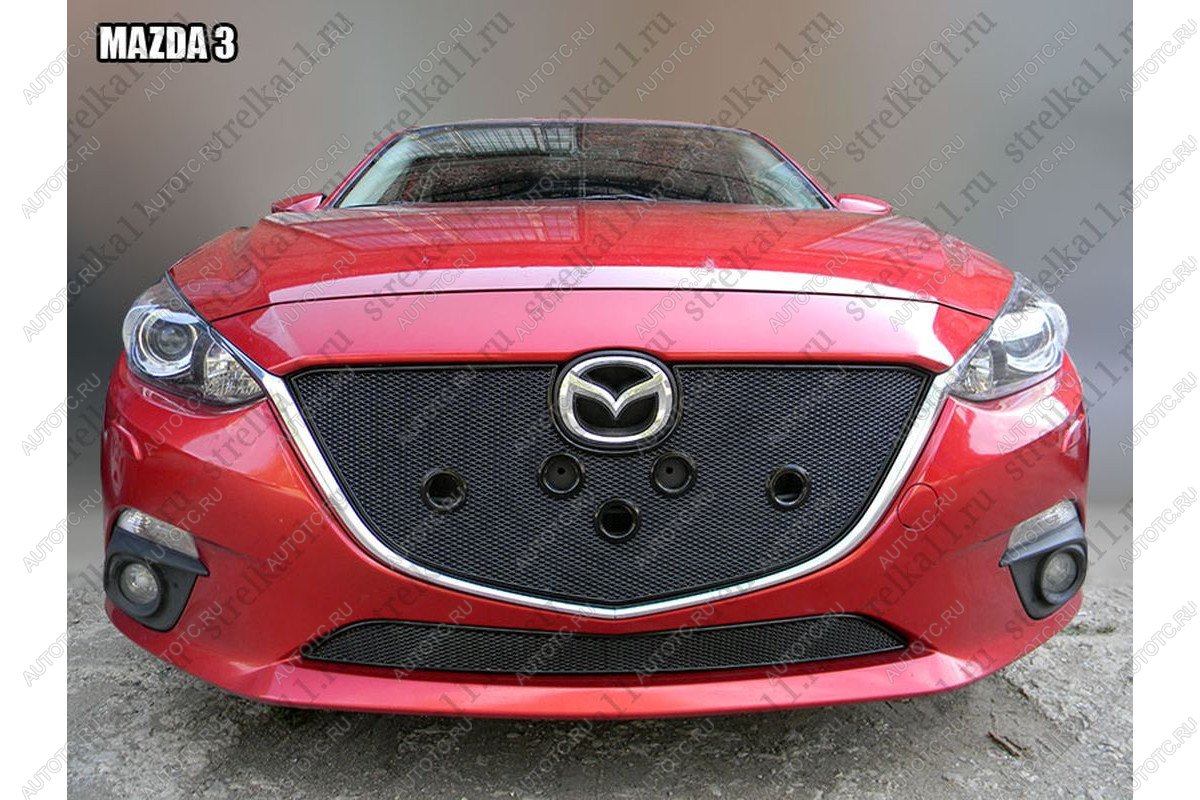 799 р. Зимняя заглушка решетки радиатора (низ) премиум Стрелка11 Mazda 3/Axela BM дорестайлинг седан (2013-2016) (черная)  с доставкой в г. Москва