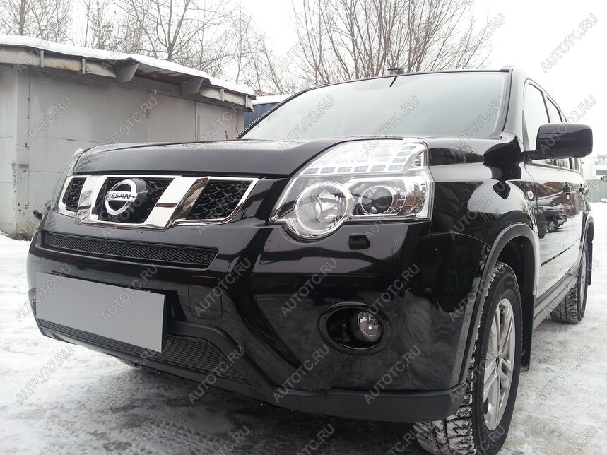 3 999 р. Защита радиатора (середина) Стрелка11 PREMIUM Nissan X-trail 2 T31 рестайлинг (2010-2015) (черная)  с доставкой в г. Москва