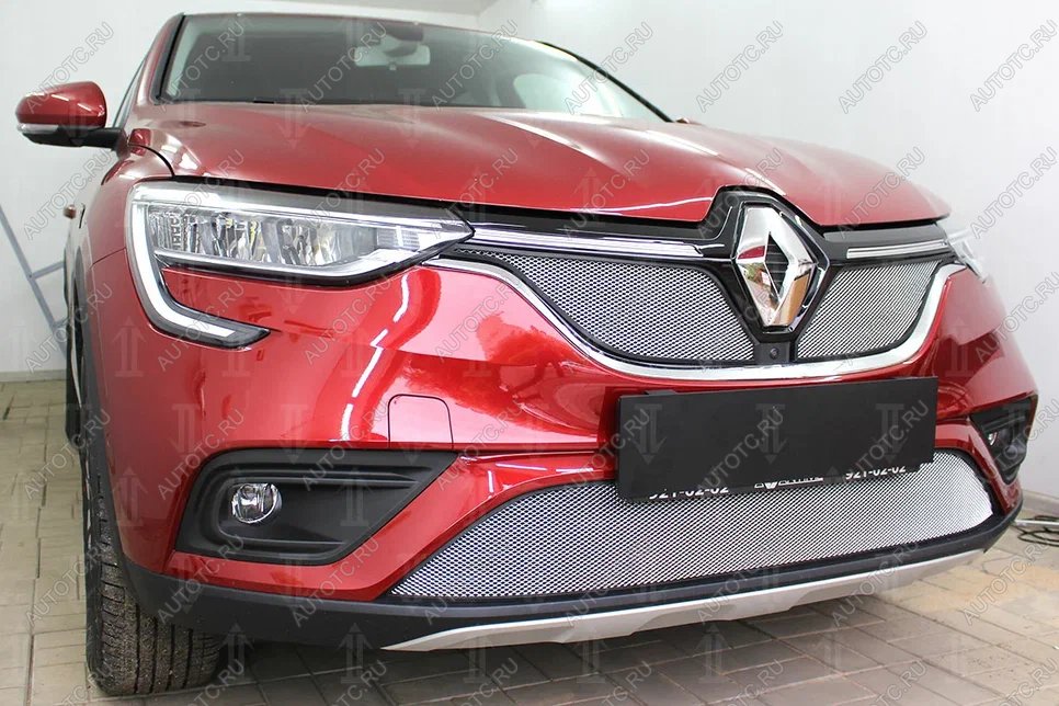 7 549 р. Защита радиатора (верх, 2 части) Стрелка11 PREMIUM  Renault Arkana (2019-2024) (хром)  с доставкой в г. Москва