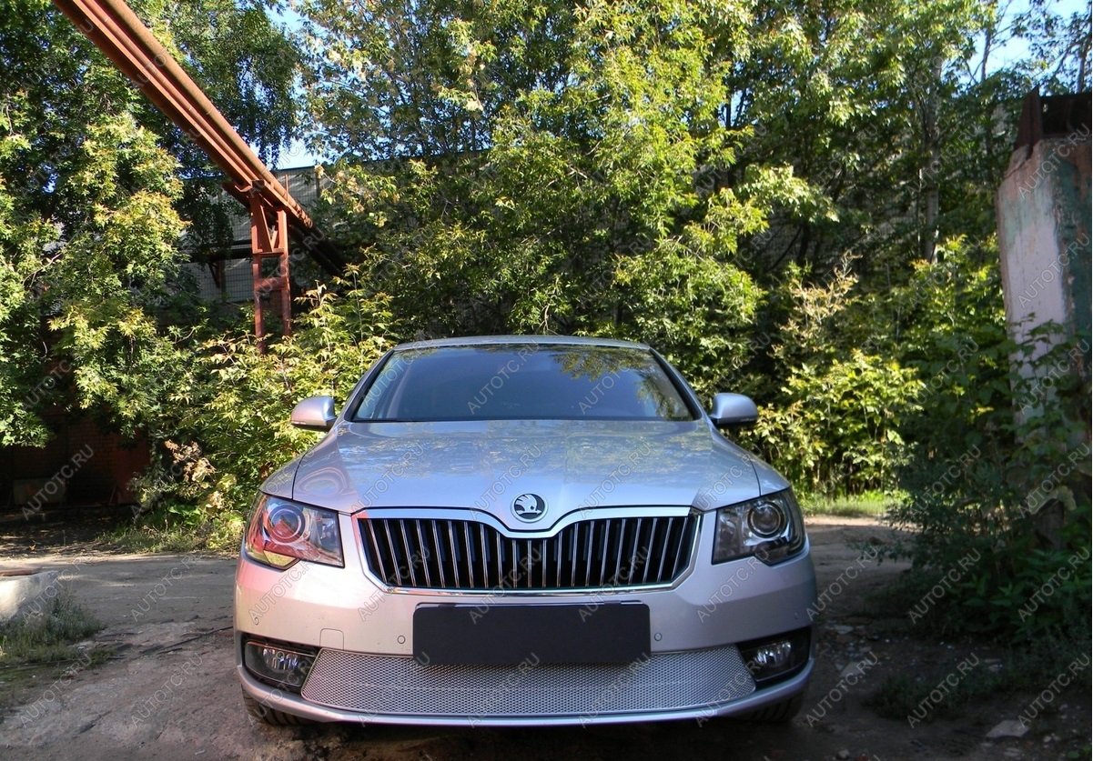 5 399 р. Защита радиатора Стрелка11 PREMIUM  Skoda Superb ( (B6) 3T,  B6 (3T5)) (2013-2015) лифтбэк рестайлинг, универсал рестайлинг (хром)  с доставкой в г. Москва