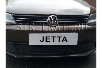 4 099 р. Защита радиатора Стрелка11 PREMIUM  Volkswagen Jetta  A6 (2011-2015) седан дорестайлинг (черная)  с доставкой в г. Москва. Увеличить фотографию 1