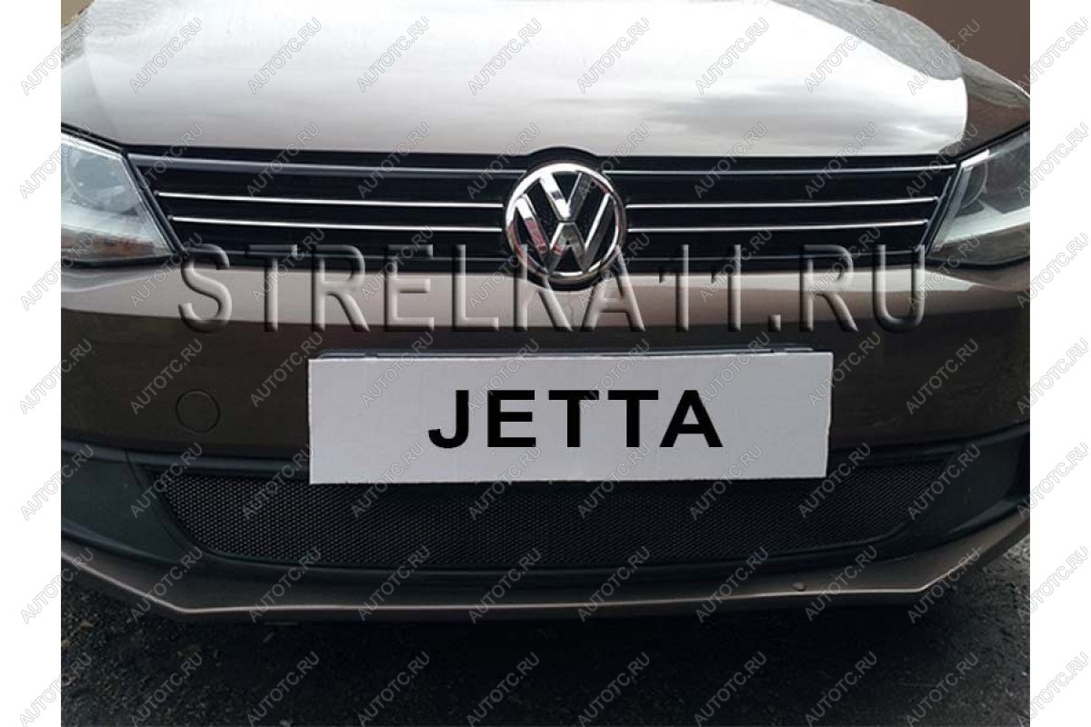 4 099 р. Защита радиатора Стрелка11 PREMIUM  Volkswagen Jetta  A6 (2011-2015) седан дорестайлинг (черная)  с доставкой в г. Москва