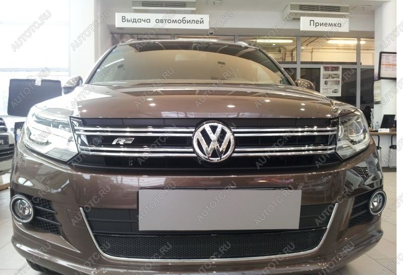 11 549 р. Защита радиатора (низ с парктроником) Стрелка11 Премиум Volkswagen Tiguan Mk2 дорестайлинг (2016-2020) (хром)  с доставкой в г. Москва