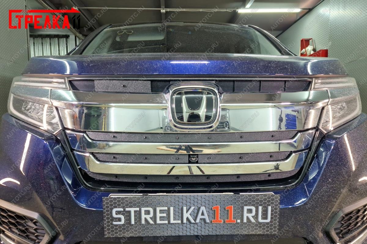 2 489 р. Зимняя защита на стяжке (верх 5 частей) Стрелка11  Honda Stepwgn Spada  RP (2017-2021) рестайлинг (черная)  с доставкой в г. Москва