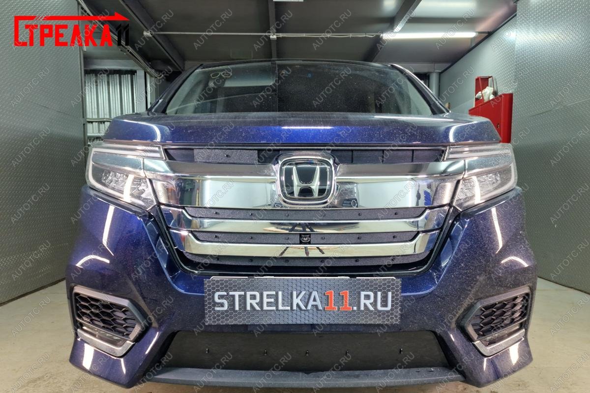 1 149 р. Зимняя защита на стяжке (низ) Стрелка11  Honda Stepwgn Spada  RP (2017-2021) рестайлинг (черная)  с доставкой в г. Москва