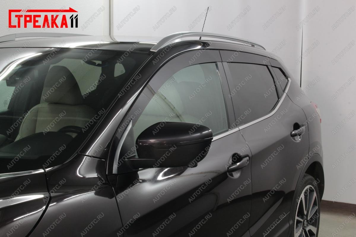 5 899 р. Дефлекторы окон 2D (прямой) Стрелка11  Nissan Qashqai  2 (2013-2019) J11 дорестайлинг (черные)  с доставкой в г. Москва