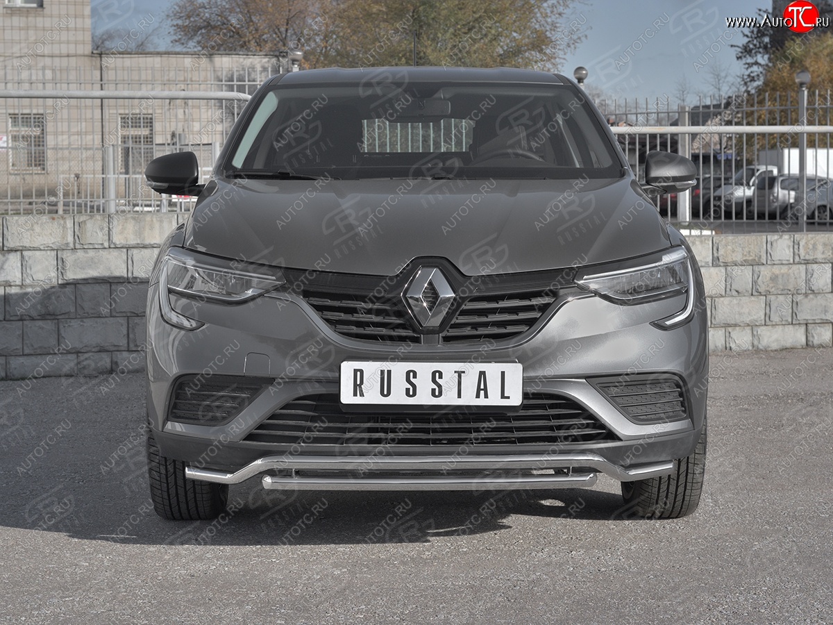 16 999 р. Защита переднего бампера (2 трубы Ø42 мм, нержавейка) SLITKOFF  Renault Arkana (2019-2025)  с доставкой в г. Москва