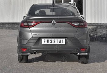 Защита заднего бампера (Ø42 мм уголки, нержавейка) SLITKOFF Renault (Рено) Arkana (Аркана) (2019-2024)