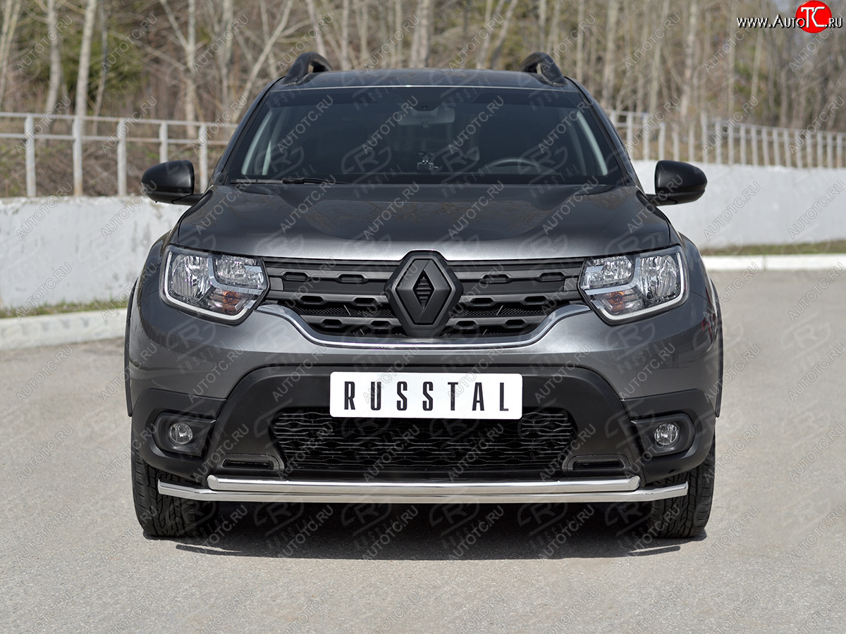 15 999 р. Защита переднего бампера (2 трубы Ø42 мм, нержавейка) SLITKOFF  Renault Duster  HM (2021-2024) рестайлинг  с доставкой в г. Москва