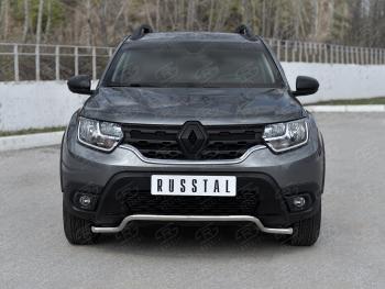 Защита переднего бампера (Ø42 мм волна, нержавейка) SLITKOFF Renault (Рено) Duster (Дастер)  HM (2021-2024) HM рестайлинг