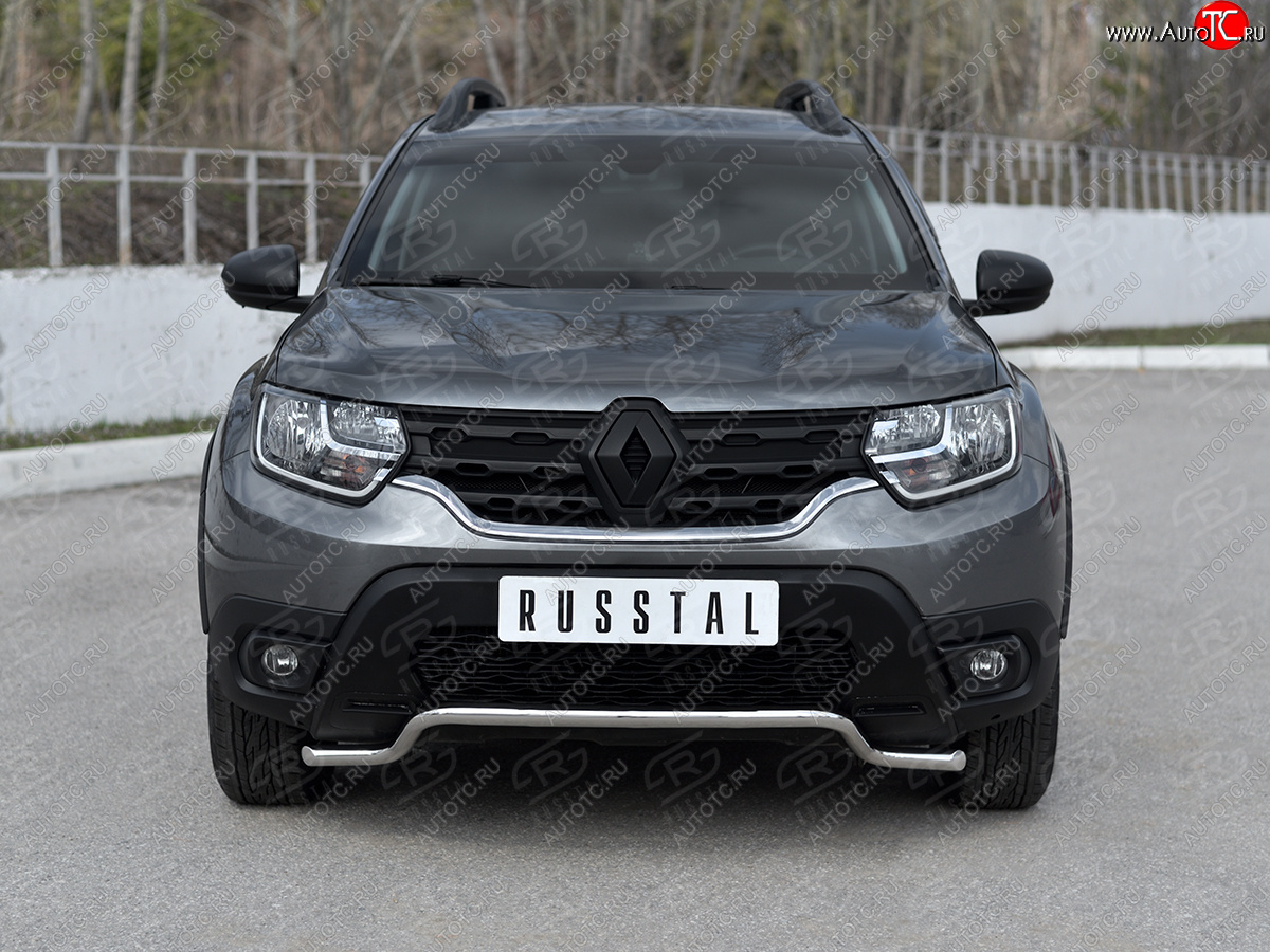 11 749 р. Защита переднего бампера (Ø42 мм волна, нержавейка) SLITKOFF  Renault Duster  HM (2021-2024) рестайлинг  с доставкой в г. Москва