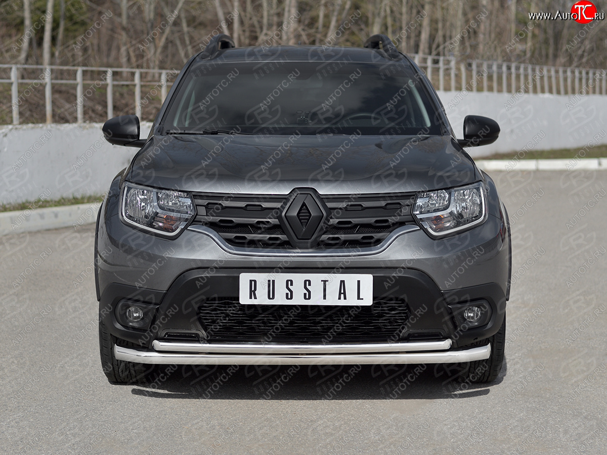 17 349 р. Защита переднего бампера (2 трубы Ø63 и 42 мм) SLITKOFF  Renault Duster  HM (2021-2024) рестайлинг (полированная нержавейка)  с доставкой в г. Москва