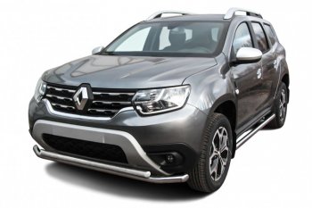 Защита переднего бампера Slitkoff (Ø57 и 42 мм). Renault (Рено) Duster (Дастер)  HM (2021-2024) HM рестайлинг