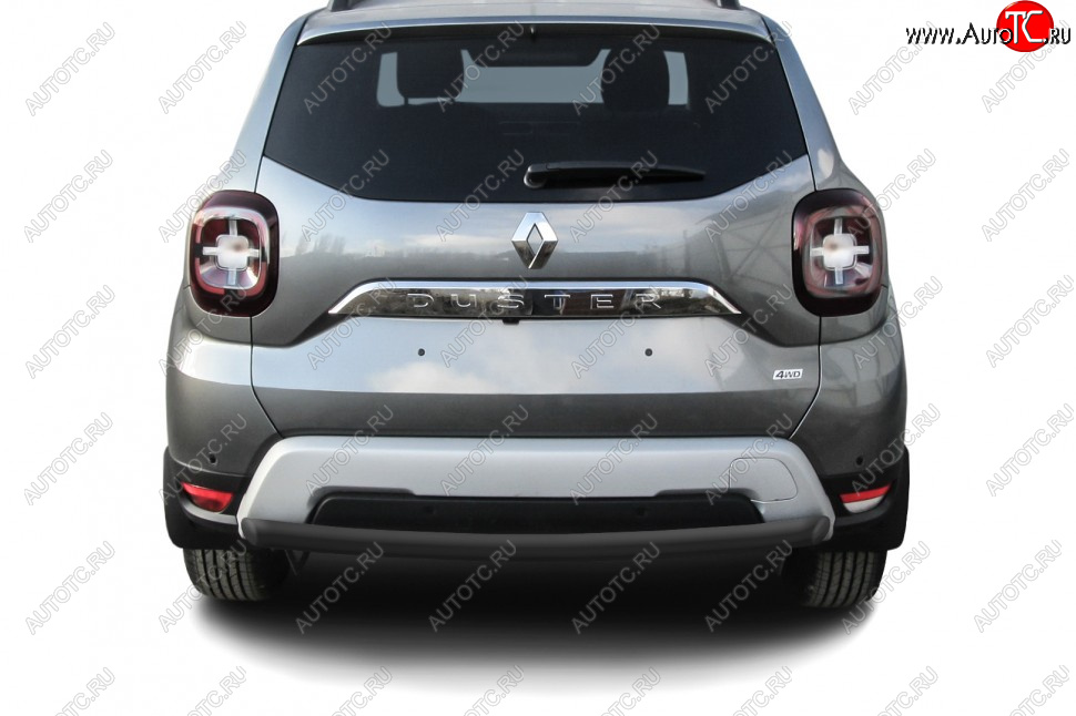 8 299 р. Защита заднего бампера Slitkoff (Ø57 мм)  Renault Duster  HM (2020-2024) (Сталь окрашенная, цвет черный)  с доставкой в г. Москва