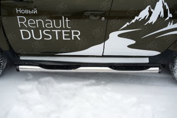 24 999 р. Пороги труба d76 с накладкой SLITKOFF (чёрные V2) Renault Duster HS рестайлинг (2015-2021)  с доставкой в г. Москва. Увеличить фотографию 2