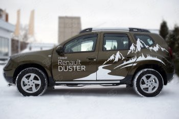 24 999 р. Пороги труба d76 с накладкой SLITKOFF (чёрные V2) Renault Duster HS рестайлинг (2015-2021)  с доставкой в г. Москва. Увеличить фотографию 3