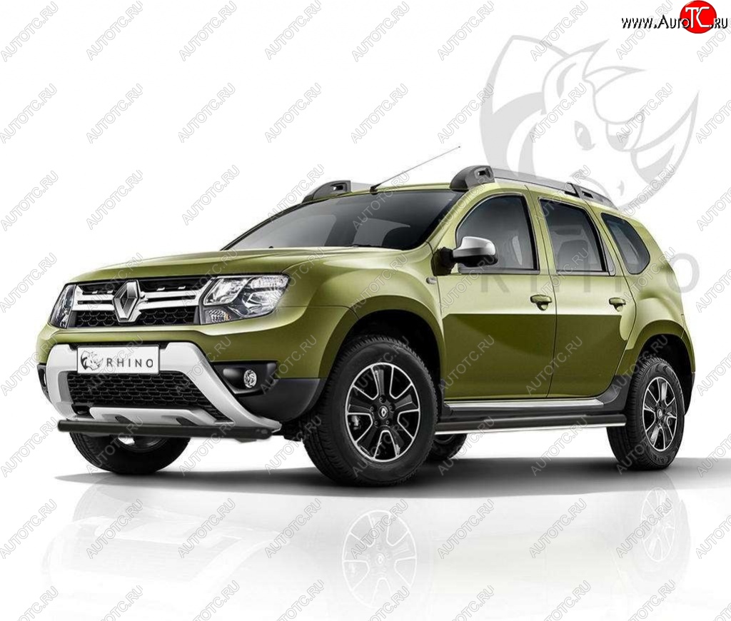 21 999 р. Пороги труба d63 ч. сталь SLITKOFF (v3) Renault Duster HS рестайлинг (2015-2021)  с доставкой в г. Москва