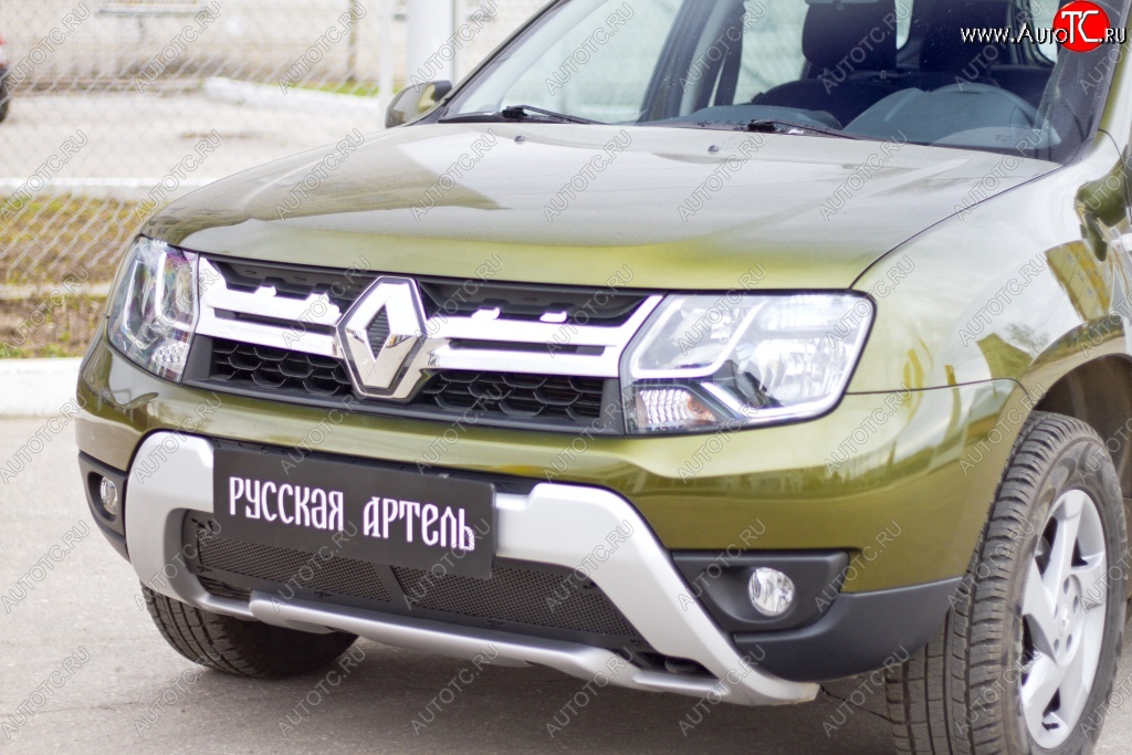 1 999 р. Защитная сетка решетки переднего бампера РА Renault Duster HS рестайлинг (2015-2021)  с доставкой в г. Москва