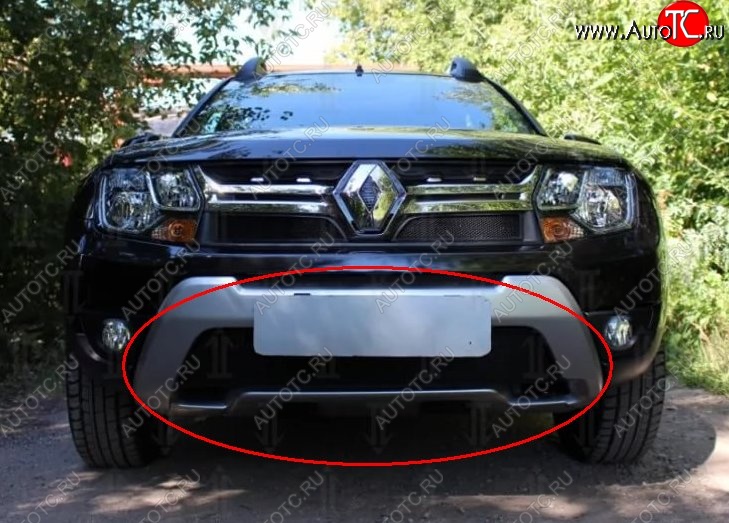 1 469 р. Нижняя защитная сетка на бампер Russtal (черная)  Renault Duster  HS (2015-2021) рестайлинг  с доставкой в г. Москва